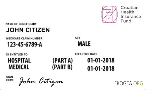 Carte d'assurance maladie de Croatie